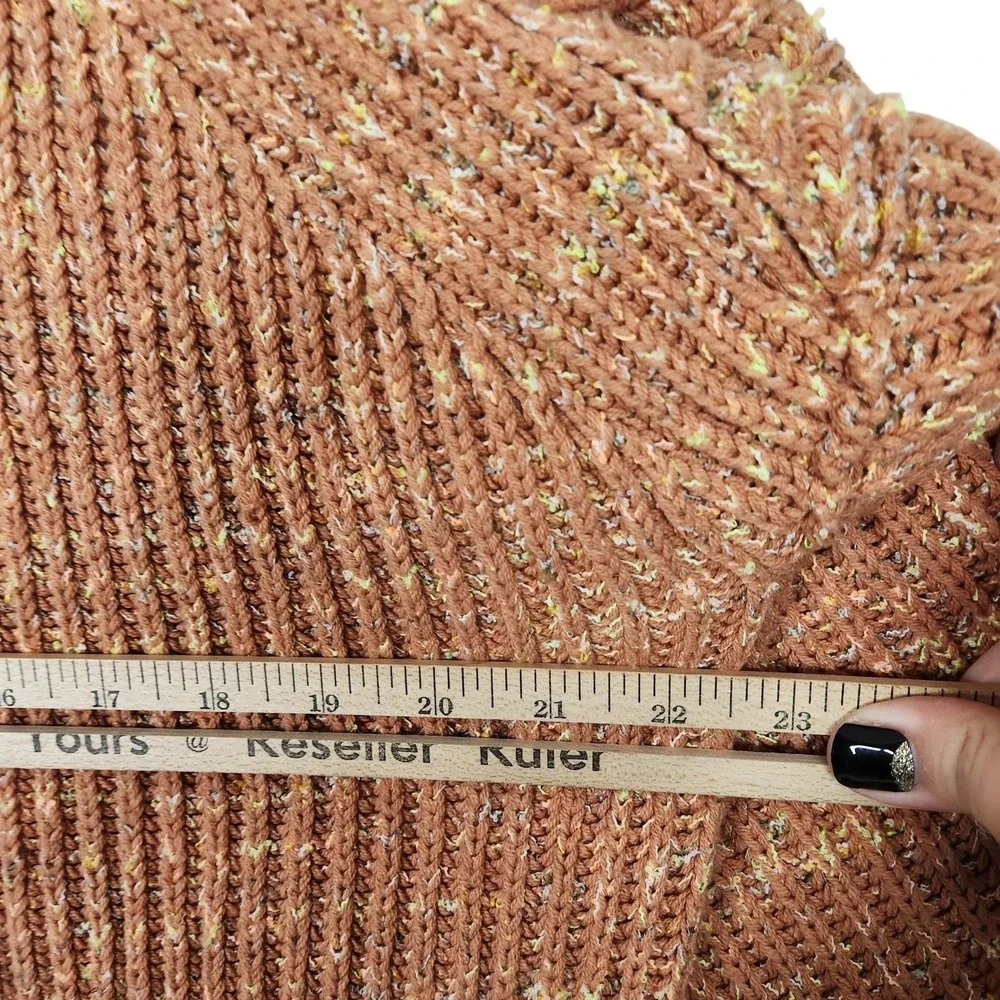 FREE PEOPLE Leo Tunic Sweater Womens Medium Orange Ribbed Cowl‎ Neck Cozy Knit